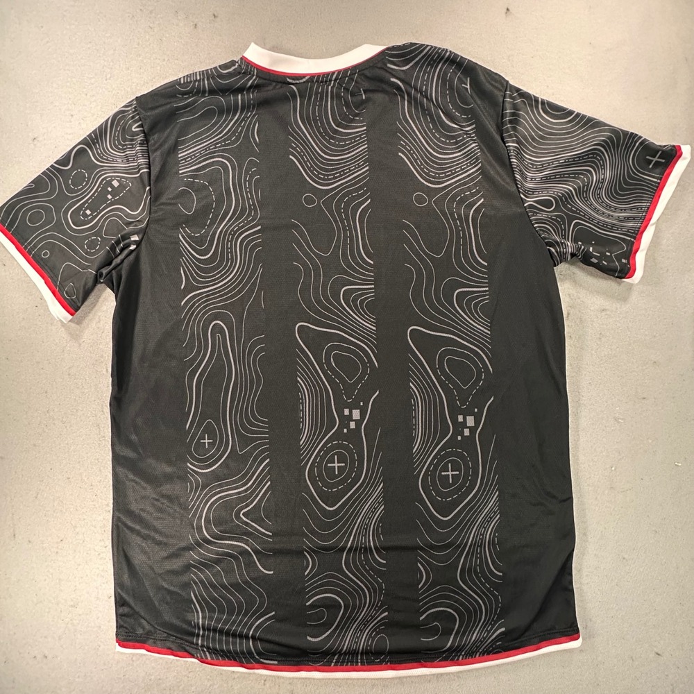 Gear Team Apparel Bell Flight Jersey Mens Large Black Topographic Map V-Neck - Picture 2 of 6